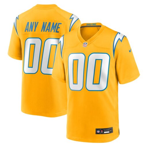 Los Angeles Chargers  Alternate Charger Power Game Custom Jersey – Gold, Limited Replica Fan Edition