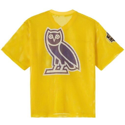 Los Angeles Lakers OVO x NBA Mesh Football Fashion Jersey – Gold, Limited Replica Fan Edition