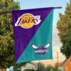 Los Angeles vs Charlotte House Divided Flag, NBA House Divided Flag