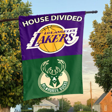 Los Angeles vs Milwaukee House Divided Flag, NBA House Divided Flag Los Angeles vs Milwaukee House Divided Flag, NBA House Divided Flag