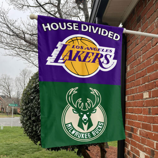 Los Angeles vs Milwaukee House Divided Flag, NBA House Divided Flag Los Angeles vs Milwaukee House Divided Flag, NBA House Divided Flag