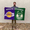 Los Angeles vs Milwaukee House Divided Flag, NBA House Divided Flag 2 Los Angeles vs Milwaukee House Divided Flag, NBA House Divided Flag