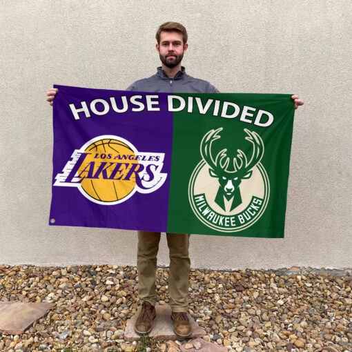Los Angeles vs Milwaukee House Divided Flag, NBA House Divided Flag Los Angeles vs Milwaukee House Divided Flag, NBA House Divided Flag