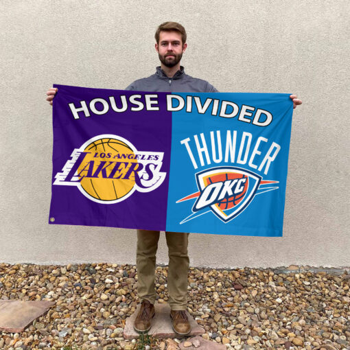 Los Angeles vs Oklahoma City House Divided Flag, NBA House Divided Flag Los Angeles vs Oklahoma City House Divided Flag, NBA House Divided Flag