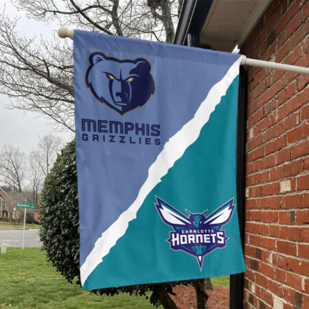 Memphis vs Charlotte House Divided Flag, NBA House Divided Flag Memphis vs Charlotte House Divided Flag, NBA House Divided Flag