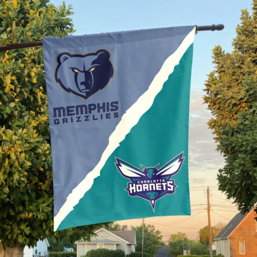 Memphis vs Charlotte House Divided Flag, NBA House Divided Flag Memphis vs Charlotte House Divided Flag, NBA House Divided Flag
