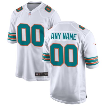 Miami Dolphins  Alternate Custom Game Jersey – White, Limited Replica Fan Edition