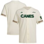 Miami Hurricanes Replica Baseball Jersey - Cream, Limited Replica Fan Edition