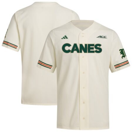 Miami Hurricanes Replica Baseball Jersey – Cream, Limited Replica Fan Edition