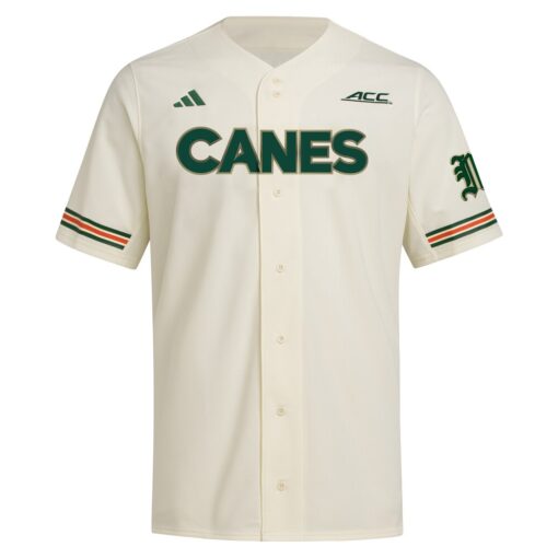 Miami Hurricanes Replica Baseball Jersey – Cream, Limited Replica Fan Edition
