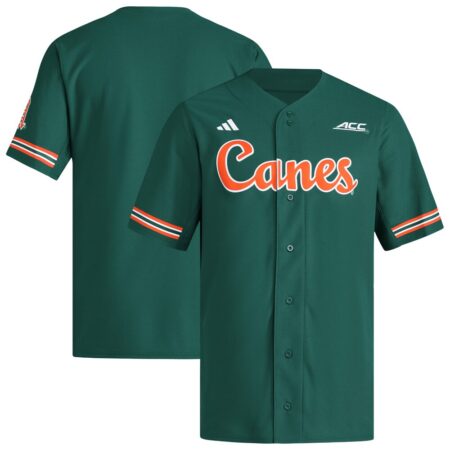 Miami Hurricanes Reversible Retro Full-Button Baseball Jersey – Green, Limited Replica Fan Edition