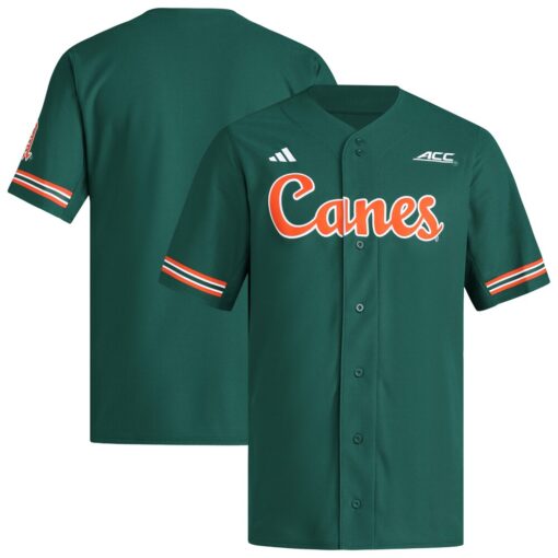Miami Hurricanes Reversible Retro Full-Button Baseball Jersey – Green, Limited Replica Fan Edition