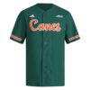 Miami Hurricanes Reversible Retro Full-Button Baseball Jersey - Green, Limited Replica Fan Edition