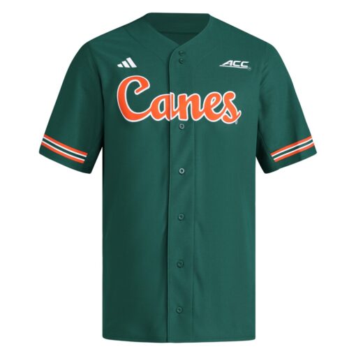 Miami Hurricanes Reversible Retro Full-Button Baseball Jersey – Green, Limited Replica Fan Edition