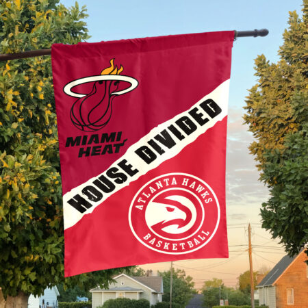 Miami vs Atlanta House Divided Flag, NBA House Divided Flag Miami vs Atlanta House Divided Flag, NBA House Divided Flag
