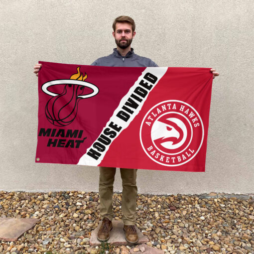 Miami vs Atlanta House Divided Flag, NBA House Divided Flag Miami vs Atlanta House Divided Flag, NBA House Divided Flag