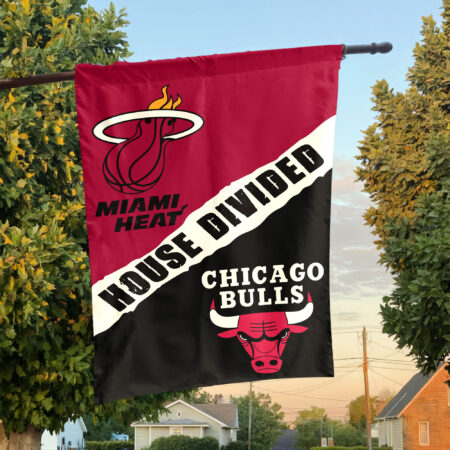 Miami vs Chicago House Divided Flag, NBA House Divided Flag Miami vs Chicago House Divided Flag, NBA House Divided Flag