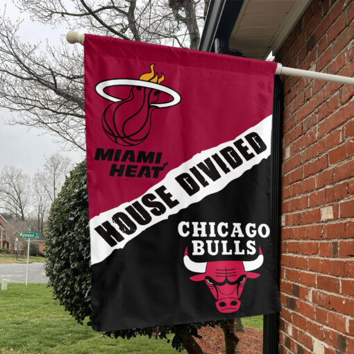 Miami vs Chicago House Divided Flag, NBA House Divided Flag Miami vs Chicago House Divided Flag, NBA House Divided Flag
