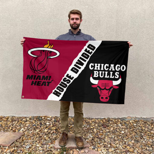 Miami vs Chicago House Divided Flag, NBA House Divided Flag Miami vs Chicago House Divided Flag, NBA House Divided Flag