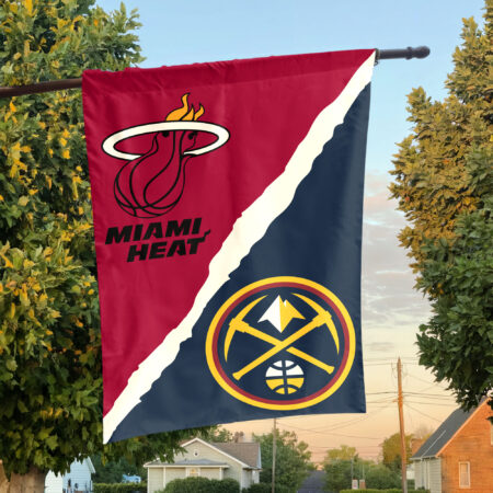 Miami vs Denver House Divided Flag, NBA House Divided Flag Miami vs Denver House Divided Flag, NBA House Divided Flag