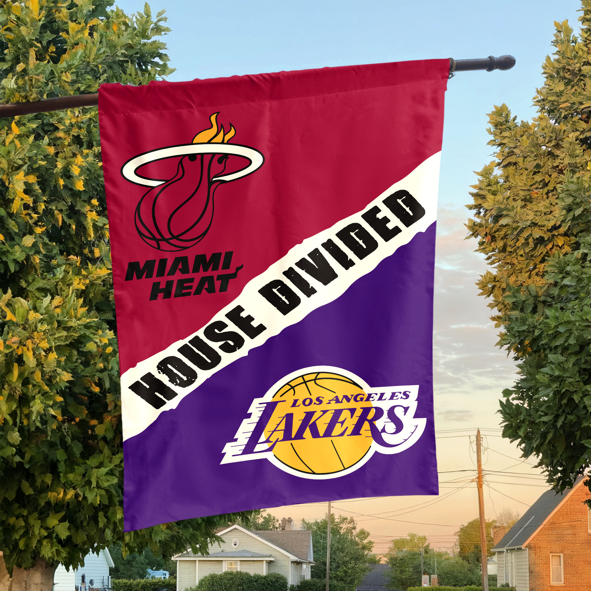 Miami vs Los Angeles House Divided Flag, NBA House Divided Flag Miami vs Los Angeles House Divided Flag, NBA House Divided Flag
