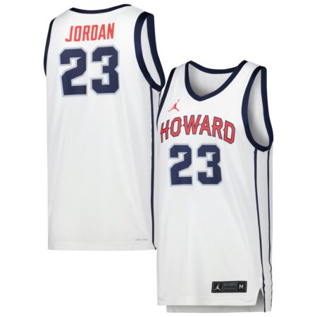 Michael Jordan Howard Bison Jordan Brand Replica Basketball Jersey – White, Limited Replica Fan Edition
