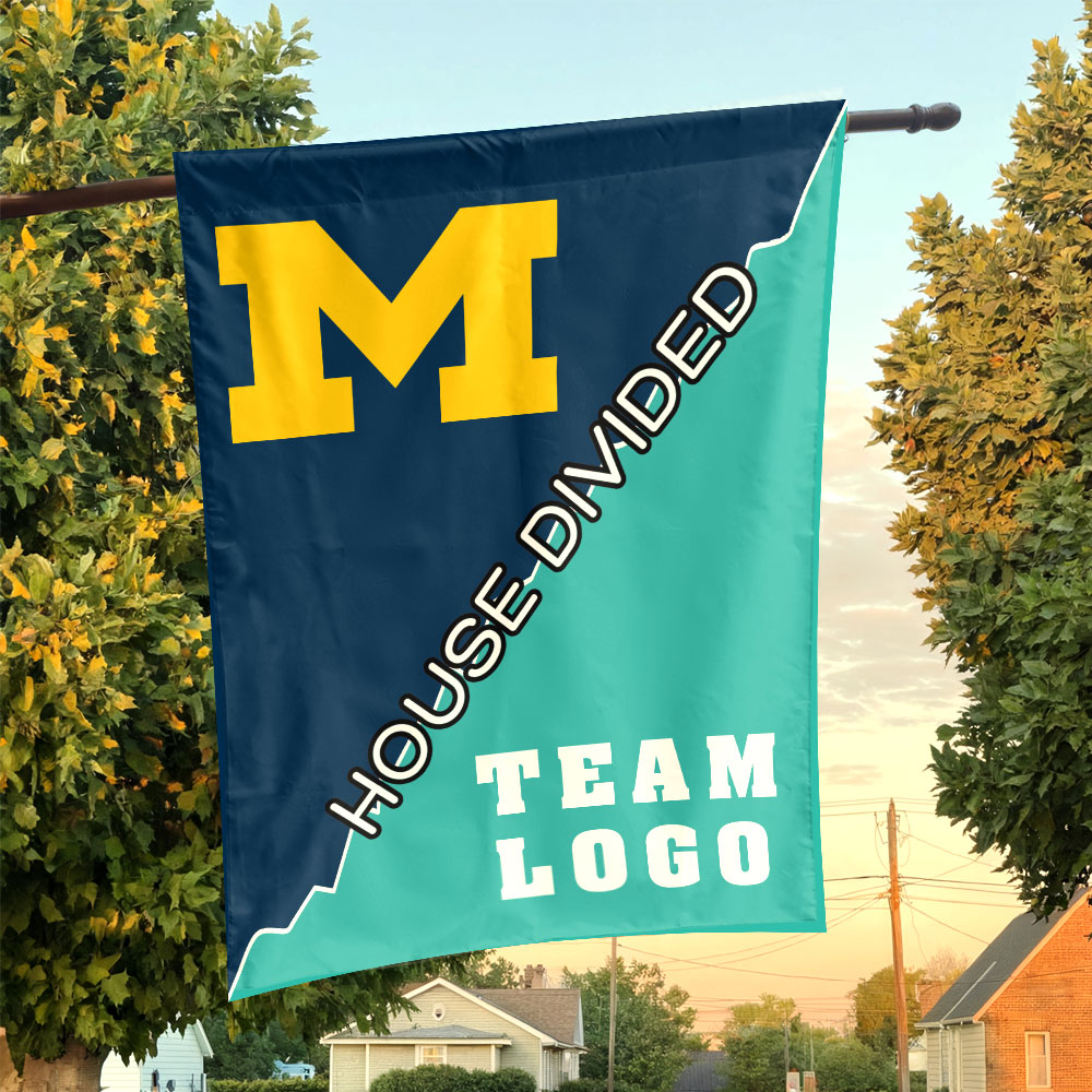 Michigan vs Custom Team House Divided Flag, College Custom Flag Michigan vs Custom Team House Divided Flag, College Custom Flag