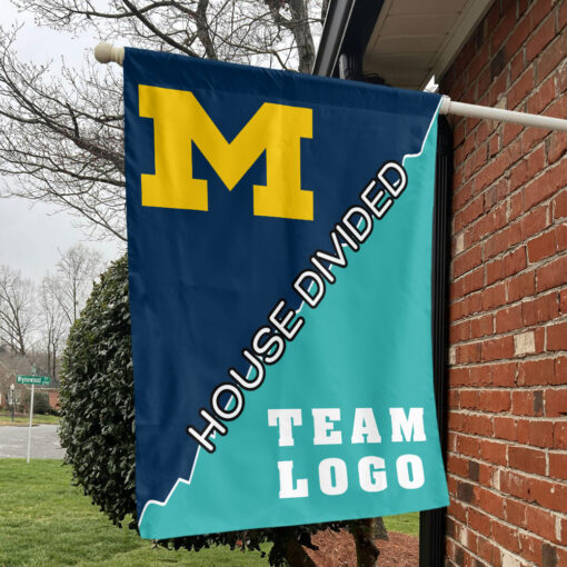 Michigan vs Custom Team House Divided Flag, College Custom Flag Michigan vs Custom Team House Divided Flag, College Custom Flag