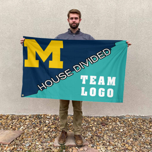 Michigan vs Custom Team House Divided Flag, College Custom Flag Michigan vs Custom Team House Divided Flag, College Custom Flag
