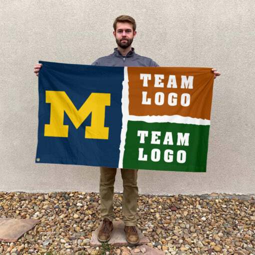 Michigan vs Custom Team House Divided Flag, Custom Game Day Flag Michigan vs Custom Team House Divided Flag, Custom Game Day Flag