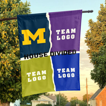 Michigan vs Custom Team House Divided Flag, Custom NCAA Split Team Flag