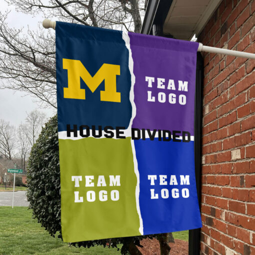 Michigan vs Custom Team House Divided Flag, Custom NCAA Split Team Flag Michigan vs Custom Team House Divided Flag, Custom NCAA Split Team Flag