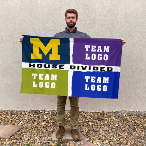 Michigan vs Custom Team House Divided Flag, Custom NCAA Split Team Flag Michigan vs Custom Team House Divided Flag, Custom NCAA Split Team Flag