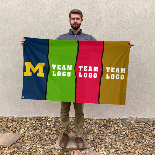 Michigan vs Custom Team House Divided Flag, Custom Rival Flag Michigan vs Custom Team House Divided Flag, Custom Rival Flag