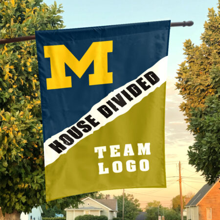 Michigan vs Custom Team House Divided Flag, Custom Rivalry Flag Michigan vs Custom Team House Divided Flag, Custom Rivalry Flag