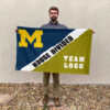 Michigan vs Custom Team House Divided Flag, Custom Rivalry Flag 2 Michigan vs Custom Team House Divided Flag, Custom Rivalry Flag