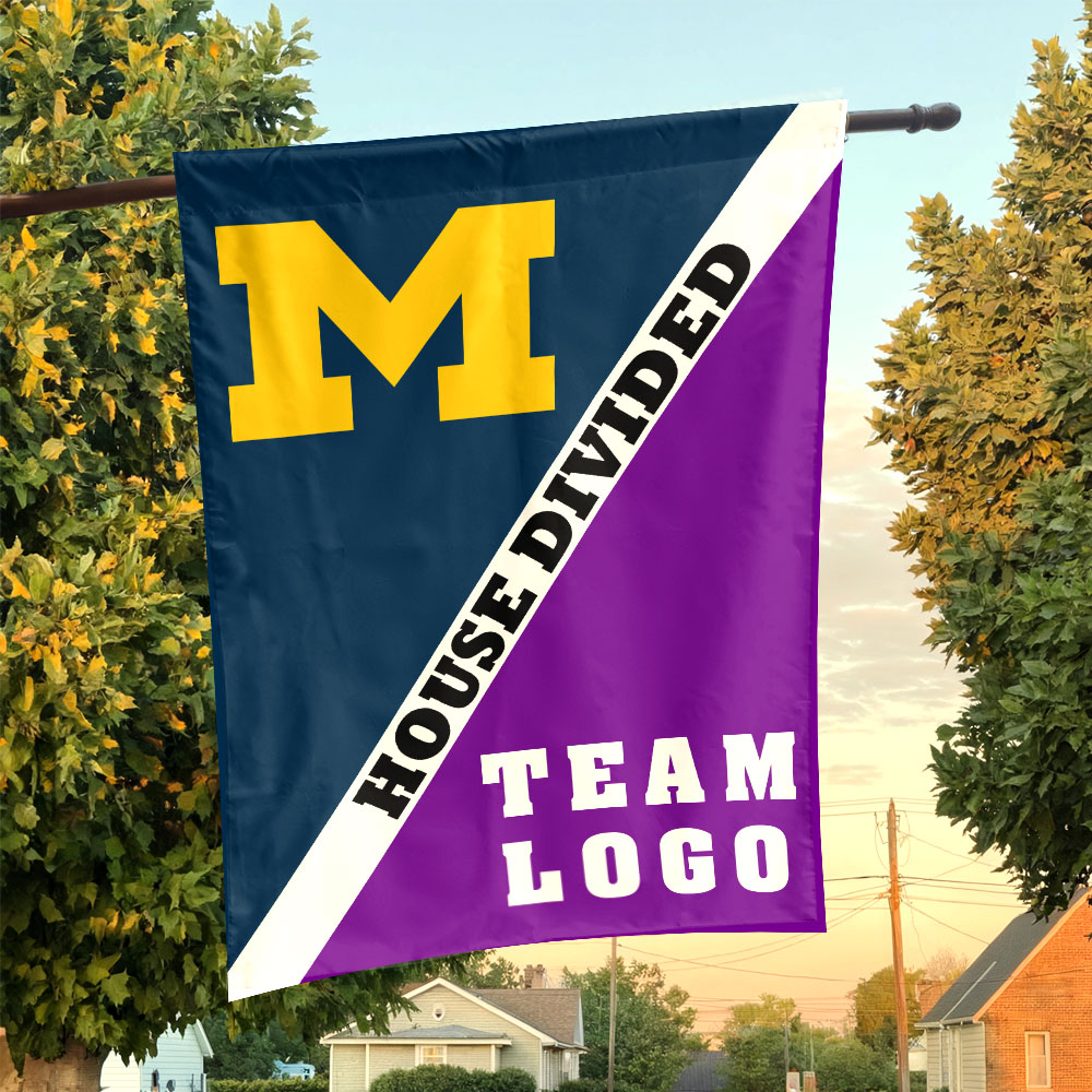 Michigan vs Custom Team House Divided Flag, Custom Split Flag Michigan vs Custom Team House Divided Flag, Custom Split Flag