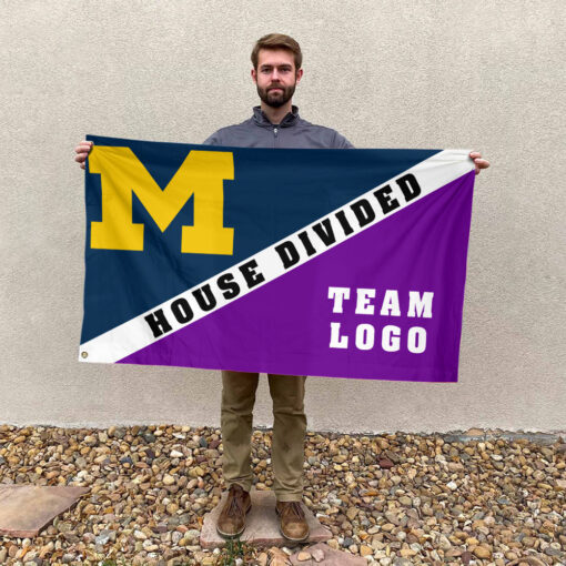 Michigan vs Custom Team House Divided Flag, Custom Split Flag Michigan vs Custom Team House Divided Flag, Custom Split Flag