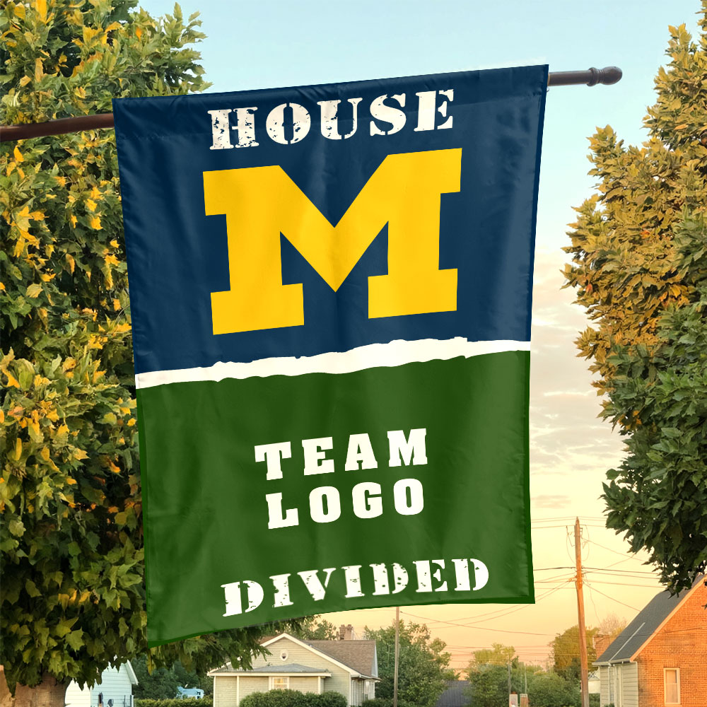 Michigan vs Custom Team House Divided Flag, NCAA College Flag Michigan vs Custom Team House Divided Flag, NCAA College Flag