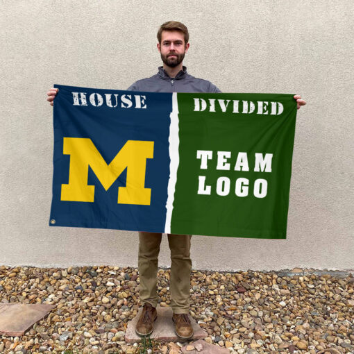 Michigan vs Custom Team House Divided Flag, NCAA College Flag Michigan vs Custom Team House Divided Flag, NCAA College Flag