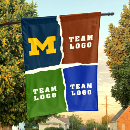 Michigan vs Custom Team House Divided Flag, NCAA College Rivalry Flag Michigan vs Custom Team House Divided Flag, NCAA College Rivalry Flag