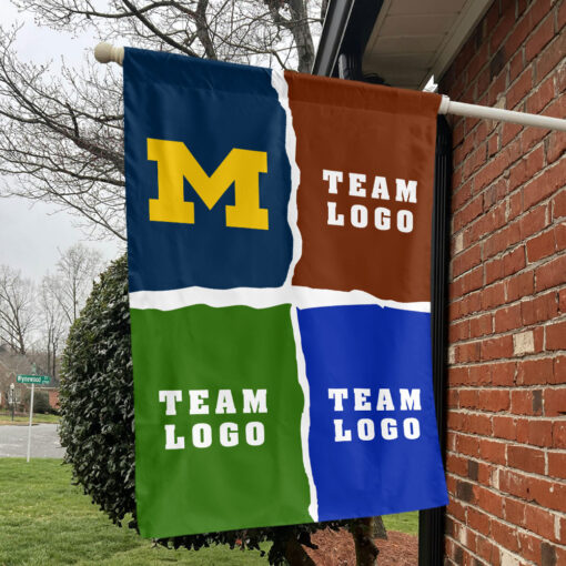 Michigan vs Custom Team House Divided Flag, NCAA College Rivalry Flag