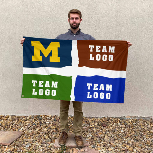 Michigan vs Custom Team House Divided Flag, NCAA College Rivalry Flag