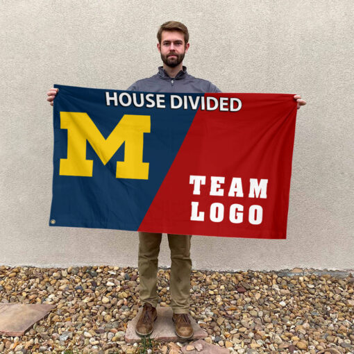Michigan vs Custom Team House Divided Flag, NCAA Custom Flag