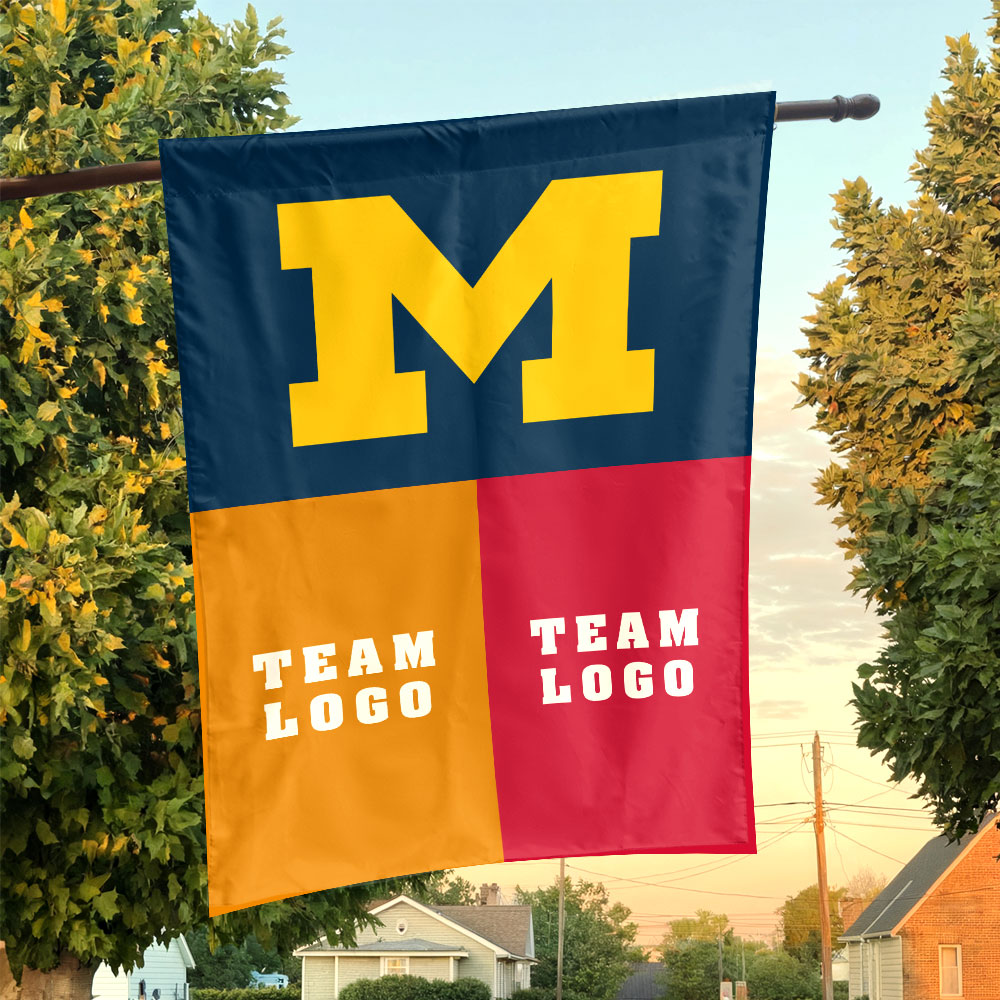 Michigan vs Custom Team House Divided Flag, NCAA Game Day Flag Michigan vs Custom Team House Divided Flag, NCAA Game Day Flag