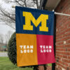 Michigan vs Custom Team House Divided Flag, NCAA Game Day Flag 1 Michigan vs Custom Team House Divided Flag, NCAA Game Day Flag