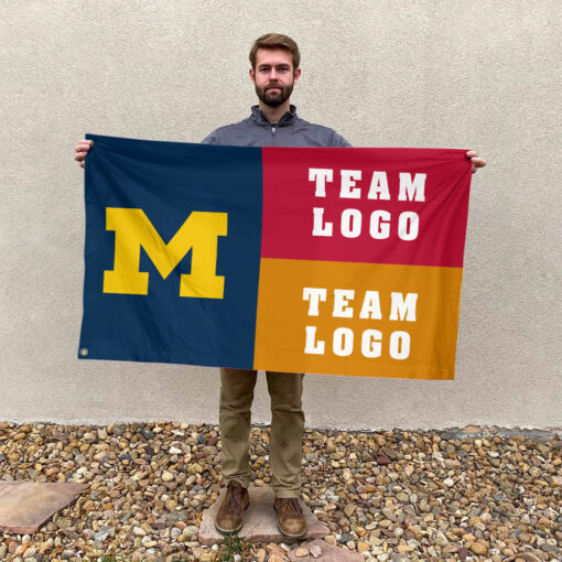 Michigan vs Custom Team House Divided Flag, NCAA Game Day Flag Michigan vs Custom Team House Divided Flag, NCAA Game Day Flag