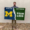 Michigan vs Custom Team House Divided Flag, NCAA House Flag