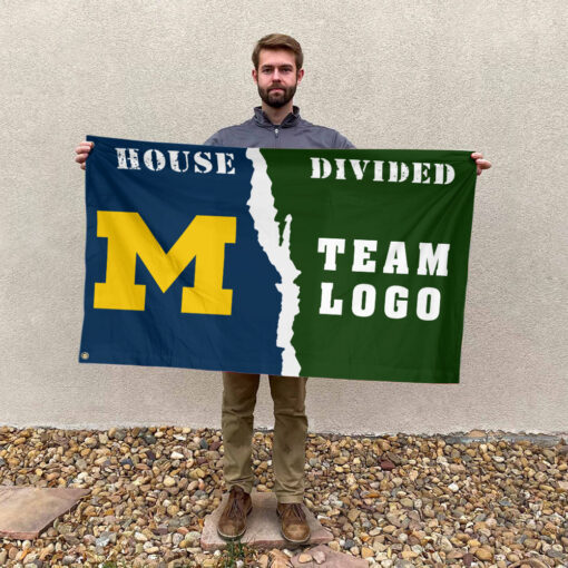 Michigan vs Custom Team House Divided Flag, NCAA House Flag