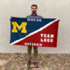 Michigan vs Custom Team House Divided Flag, NCAA Rivalry Flag